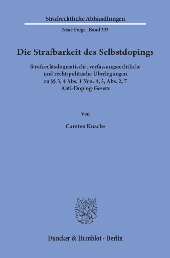 Cover: Die Strafbarkeit des Selbstdopings