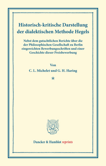 Cover: Historisch-kritische Darstellung der dialektischen Methode Hegels