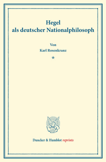 Cover: Hegel als deutscher Nationalphilosoph