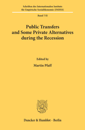 Cover: Public Transfers and Some Private Alternatives during the Recession