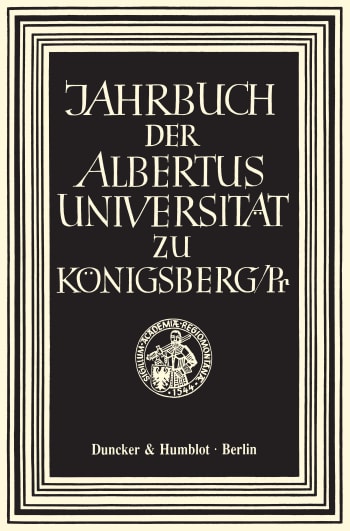 Cover: Jahrbuch der Albertus-Universität zu Königsberg/Pr