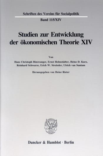 Cover: Johann Heinrich von Thünen als Wirtschaftstheoretiker