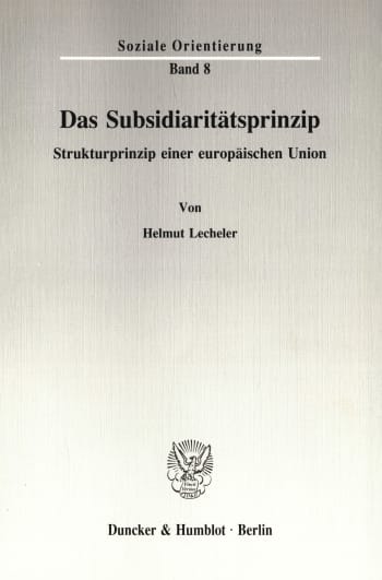 Cover: Das Subsidiaritätsprinzip