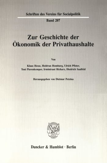 Cover: Zur Geschichte der Ökonomik der Privathaushalte