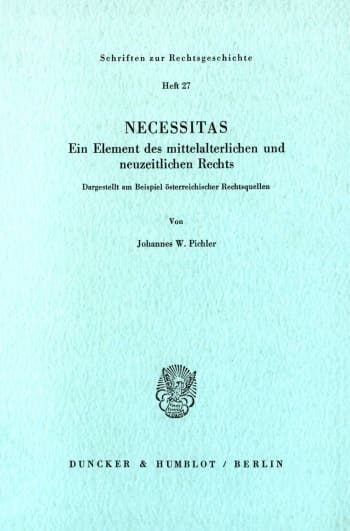 Cover: Necessitas. Ein Element des mittelalterlichen und neuzeitlichen Rechts