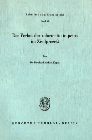 Cover: Das Verbot der reformatio in peius im Zivilprozeß