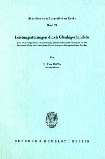 Cover: Leistungsstörungen durch Gläubigerhandeln