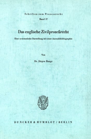 Cover: Das englische Zivilprozeßrecht