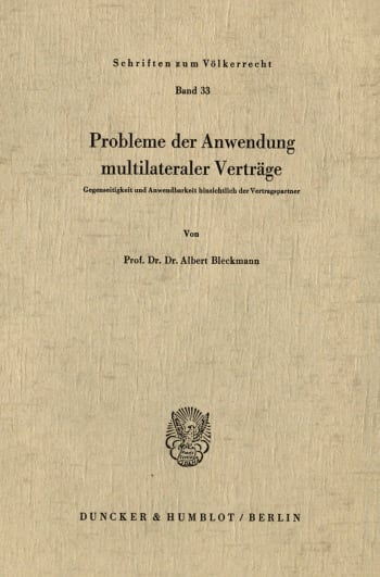 Cover: Probleme der Anwendung multilateraler Verträge