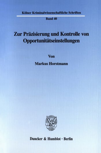 Cover: Zur Präzisierung und Kontrolle von Opportunitätseinstellungen