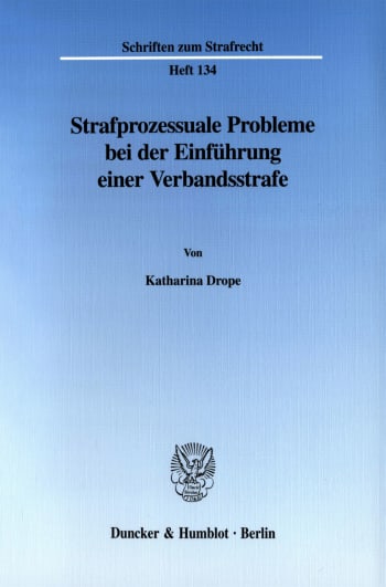 Cover: Strafprozessuale Probleme bei der Einführung einer Verbandsstrafe