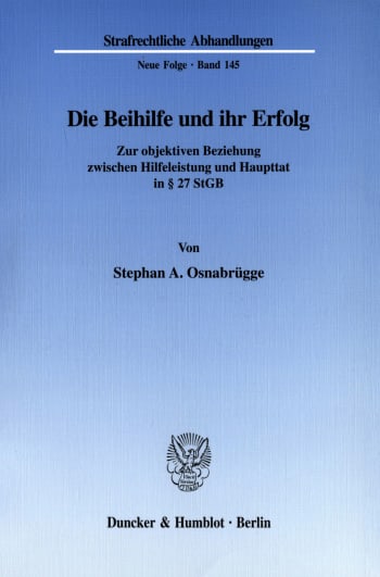 Cover: Die Beihilfe und ihr Erfolg