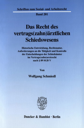 Cover: Das Recht des vertrags(zahn)ärztlichen Schiedswesens