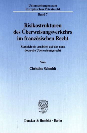 Cover: Risikostrukturen des Überweisungsverkehrs im französischen Recht