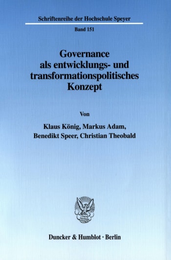 Cover: Governance als entwicklungs- und transformationspolitisches Konzept