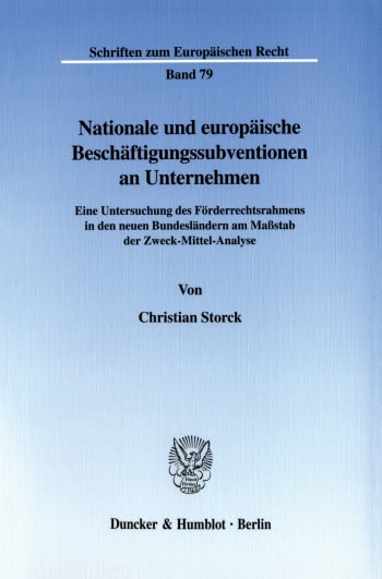 Cover: Nationale und europäische Beschäftigungssubventionen an Unternehmen