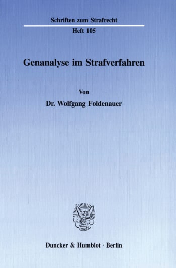 Cover: Genanalyse im Strafverfahren