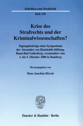 Cover: Krise des Strafrechts und der Kriminalwissenschaften?