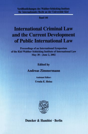 Cover: International Criminal Law and the Current Development of Public International Law