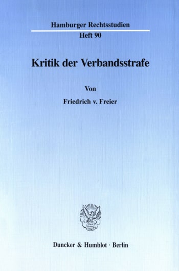 Cover: Kritik der Verbandsstrafe