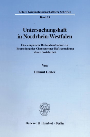 Cover: Untersuchungshaft in Nordrhein-Westfalen