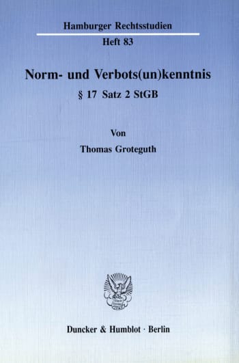 Cover: Norm- und Verbots(un)kenntnis § 17 Satz 2 StGB