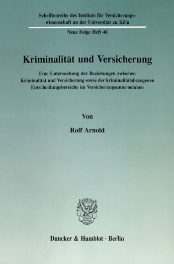 Cover: Kriminalität und Versicherung