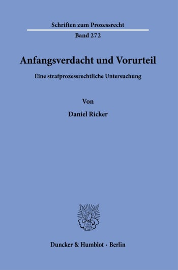 Cover: Anfangsverdacht und Vorurteil