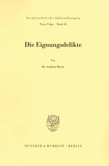 Cover: Die Eignungsdelikte