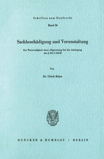 Cover: Sachbeschädigung und Verunstaltung