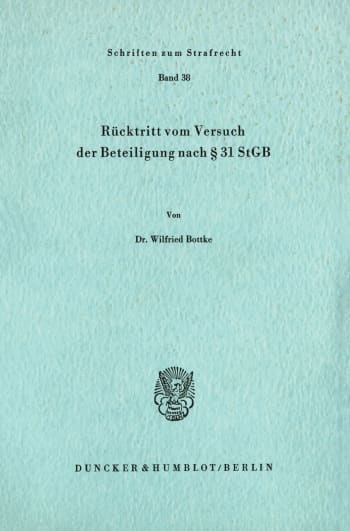 Cover: Rücktritt vom Versuch der Beteiligung nach § 31 StGB