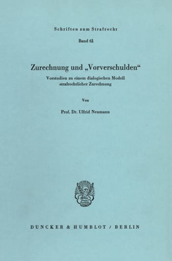 Cover: Zurechnung und »Vorverschulden«