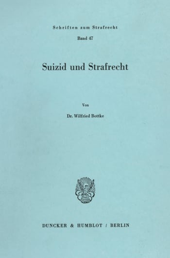 Cover: Suizid und Strafrecht