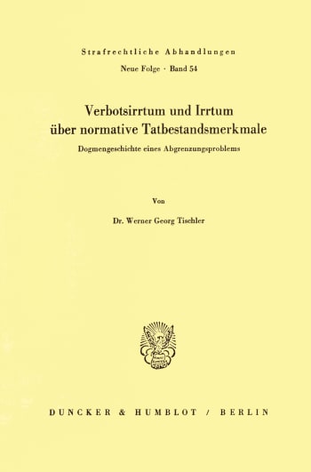 Cover: Verbotsirrtum und Irrtum über normative Tatbestandsmerkmale