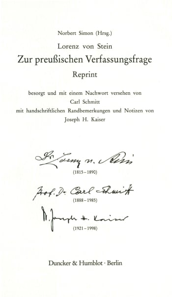 Cover: Zur preußischen Verfassungsfrage. Reprint. Hrsg. von Norbert Simon