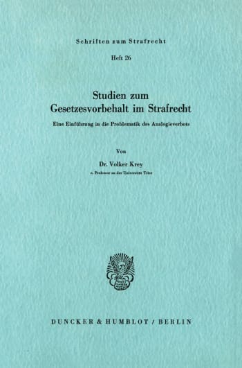 Cover: Studien zum Gesetzesvorbehalt im Strafrecht