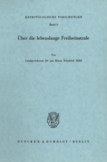 Cover: Über die lebenslange Freiheitsstrafe