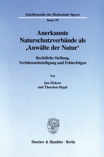 Cover: Anerkannte Naturschutzverbände als 'Anwälte der Natur'