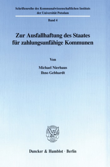 Cover: Zur Ausfallhaftung des Staates für zahlungsunfähige Kommunen