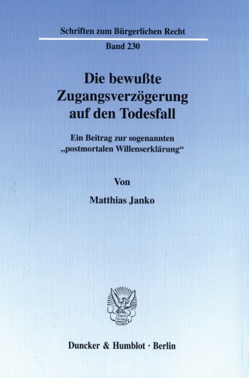 Cover: Die bewußte Zugangsverzögerung auf den Todesfall