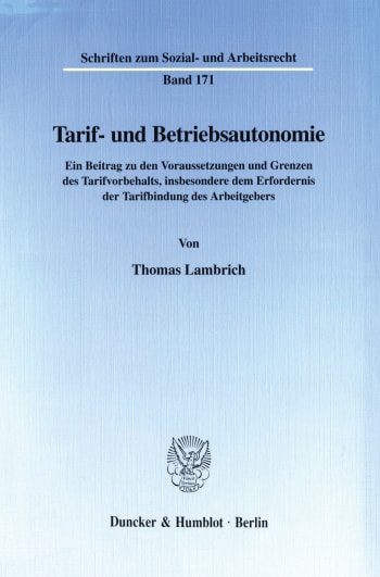 Cover: Tarif- und Betriebsautonomie