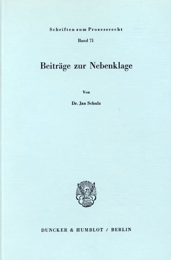 Cover: Beiträge zur Nebenklage