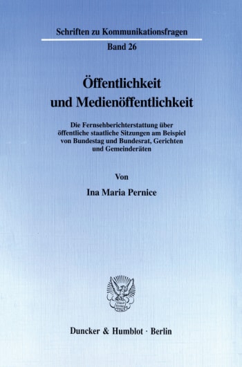 Cover: Öffentlichkeit und Medienöffentlichkeit