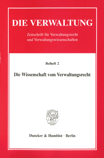 Cover: Die Wissenschaft vom Verwaltungsrecht