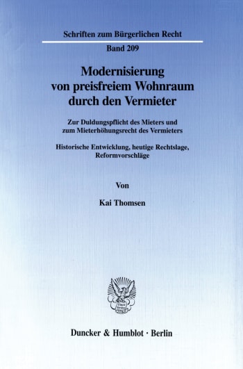 Cover: Modernisierung von preisfreiem Wohnraum durch den Vermieter