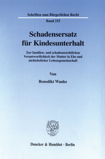 Cover: Schadensersatz für Kindesunterhalt