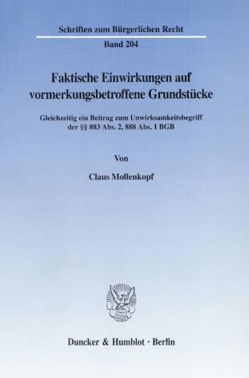 Cover: Faktische Einwirkungen auf vormerkungsbetroffene Grundstücke