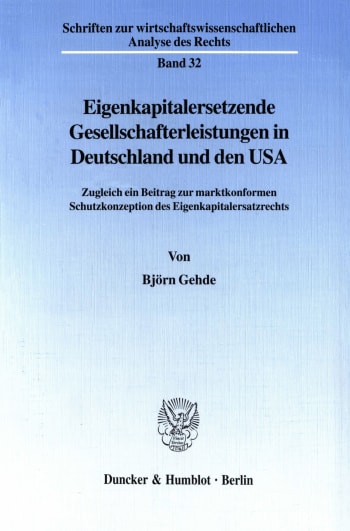 Cover: Eigenkapitalersetzende Gesellschafterleistungen in Deutschland und den USA