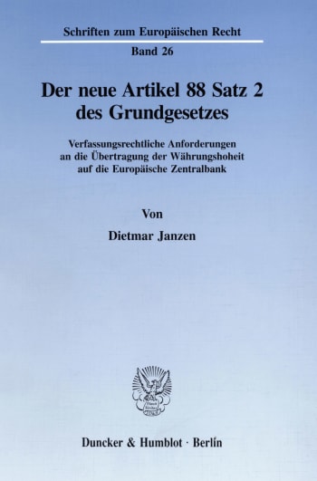 Cover: Der neue Artikel 88 Satz 2 des Grundgesetzes