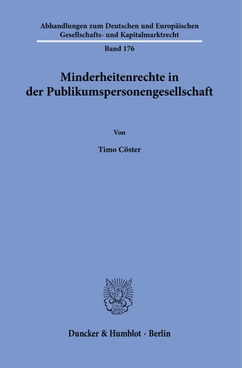 Cover: Minderheitenrechte in der Publikumspersonengesellschaft